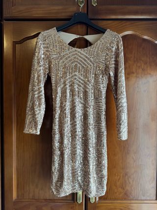 Vestido lentejuelas dorado fiesta 