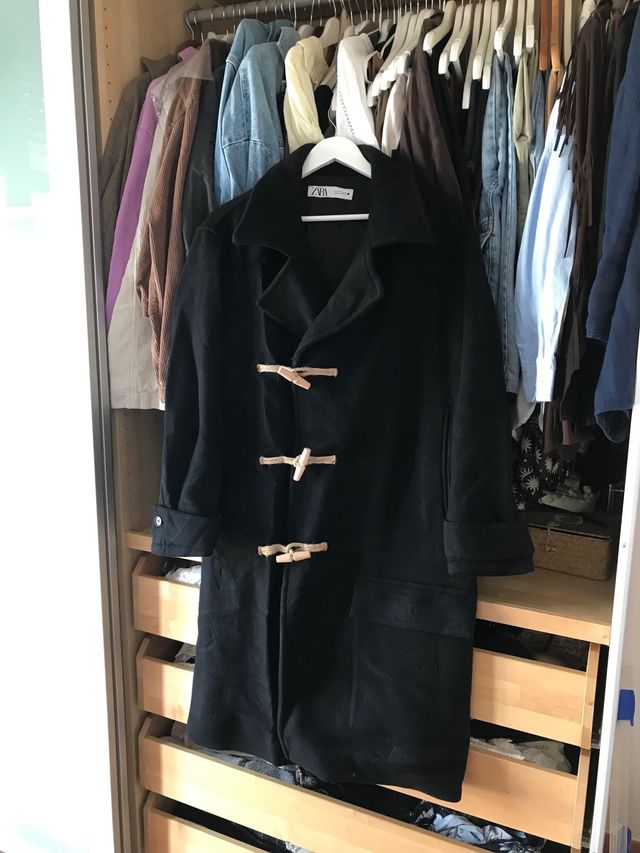 Abrigo Zara Alamares Lana Negro