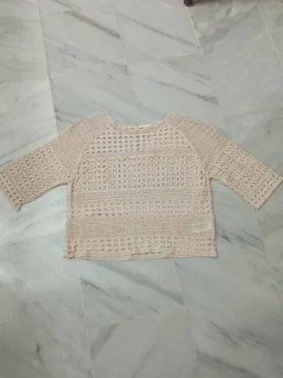 Top H&M punto calado beige talla única