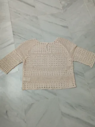 Top H&M punto calado beige talla única