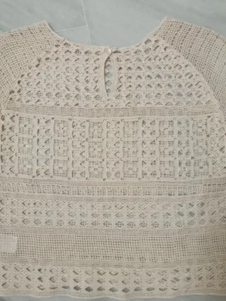 Top H&M punto calado beige talla única