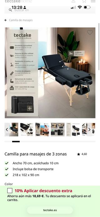Camilla de masaje plegable