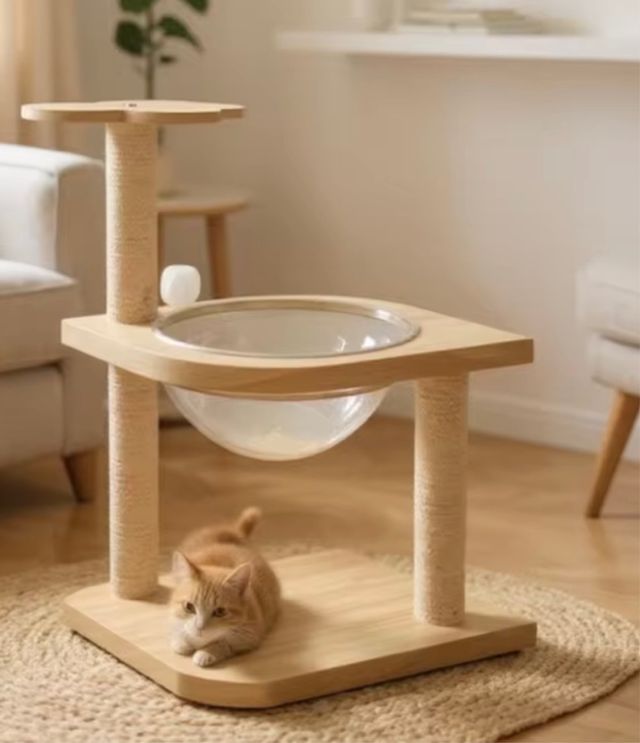 Rascador para gatos de madera y sisal