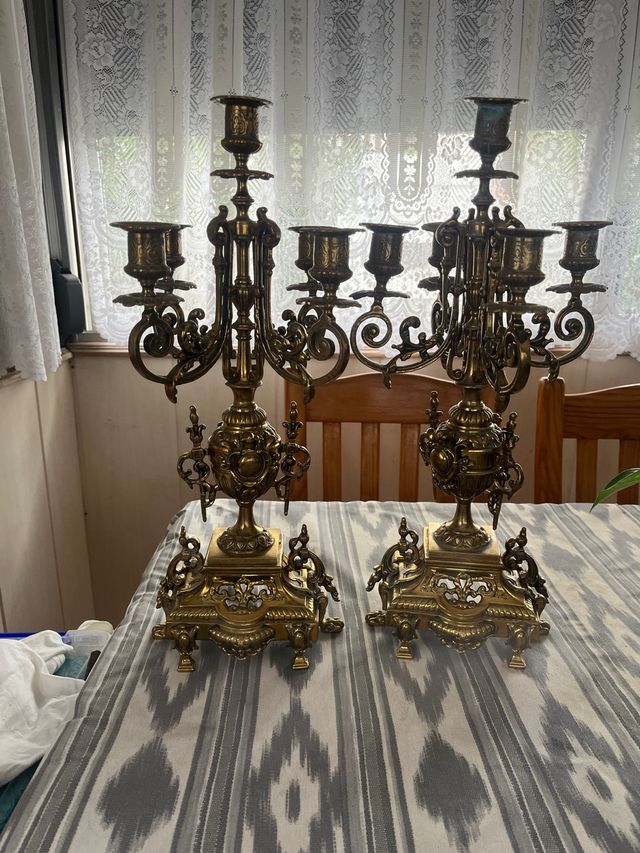 Regalo Navidad  Candelabros Antiguos Bronce