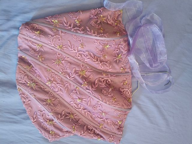 Vestido de ceremonia rosa y morado