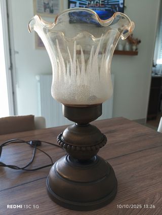 Lampada da tavolo vintage vetro e metallo