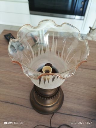 Lampada da tavolo vintage vetro e metallo