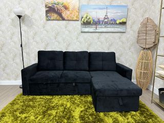 Sofá Cama Negro Tela