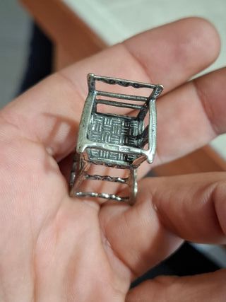 Miniatura Sediolino in Argento 800, particolare