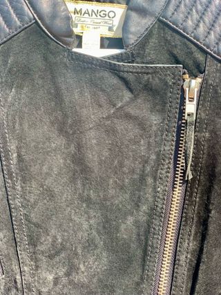 Chaqueta Biker Piel Negra Mango