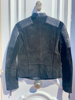 Chaqueta Biker Piel Negra Mango