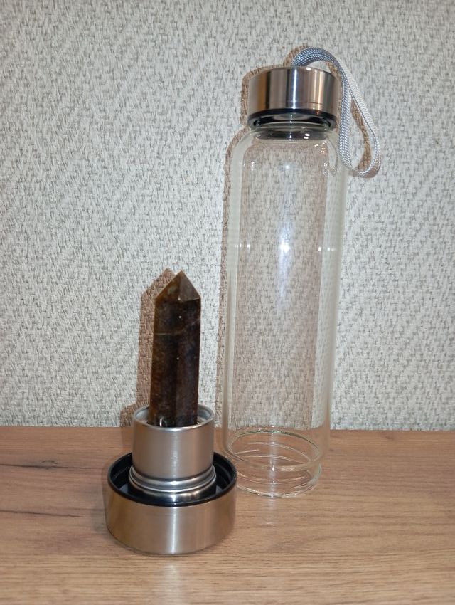 Botella agua cristal Ojo de Tigre