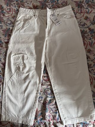 TALLA 44 Pantalón Vaquero Zara Blanco 