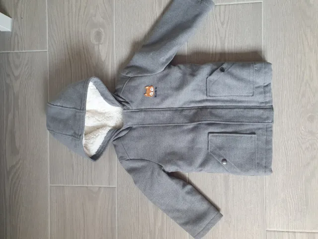 Abrigo gris con forro - 36 meses