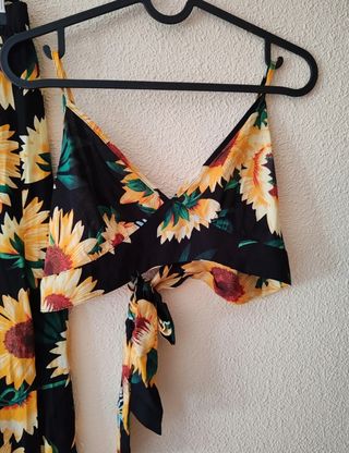 Conjunto falda y top estampado girasoles