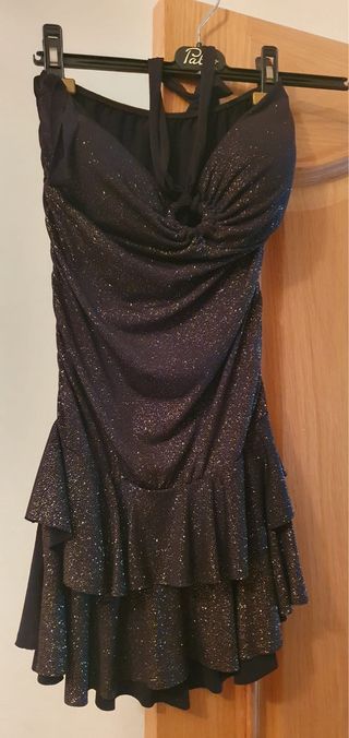 Vestido fiesta corto lentejuelas negro