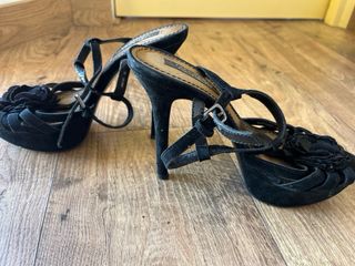 Sandalias Zara Tacón Negro Talla 38