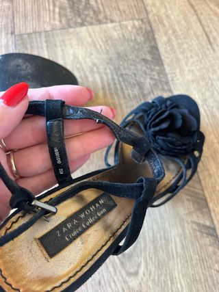 Sandalias Zara Tacón Negro Talla 38