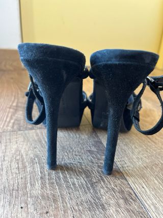 Sandalias Zara Tacón Negro Talla 38