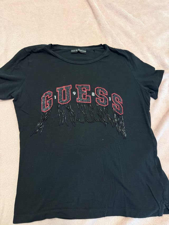 Maglietta Guess nera con perline
