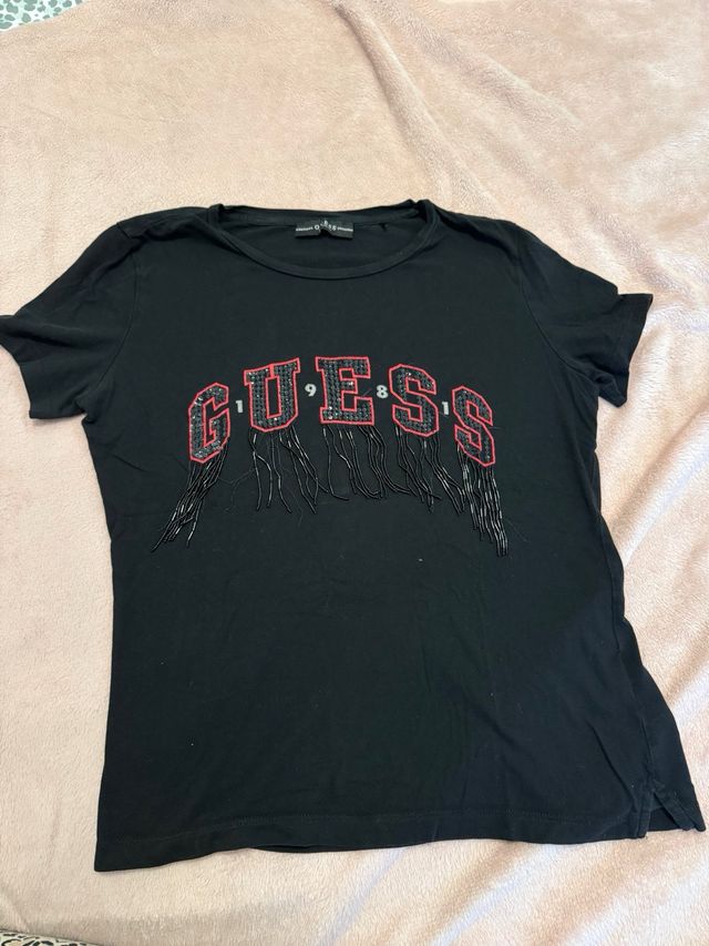 Maglietta Guess nera con perline