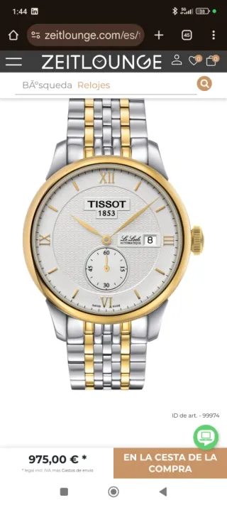 Reloj Tissot Le Locle Automático Oro/Plateado