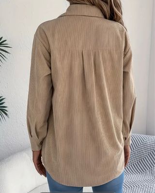 Camicia beige in velluto a coste