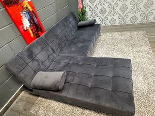 Sofá Cama Gris con Chaise Longue