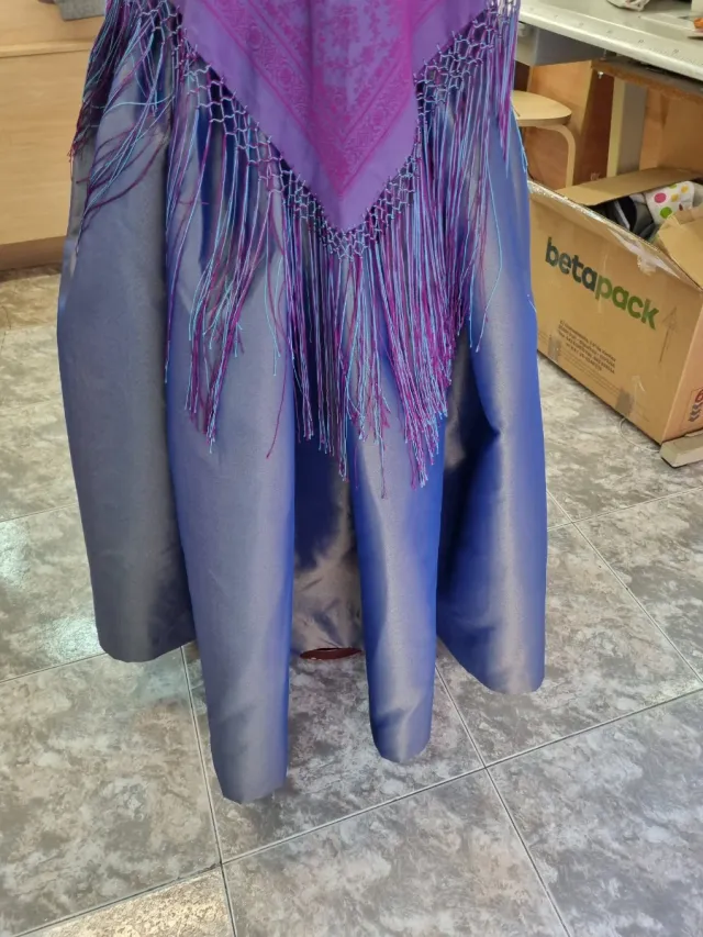 Falda Baturra Azul y Morado tafetan  tornasolado