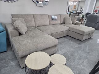 Sofá Chaise Longue Doble Beige/Gris