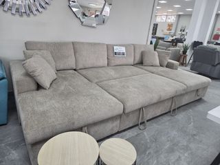 Sofá Chaise Longue Doble Beige/Gris