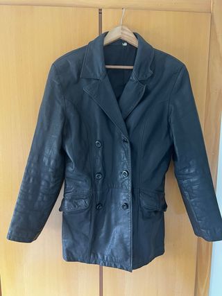 Chaqueta de Piel Vintage Negra