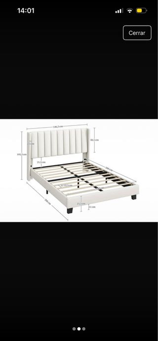 Cama 140cm tapizada