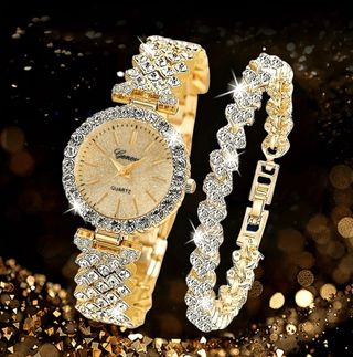 Reloj mujer Dorado con Pulsera