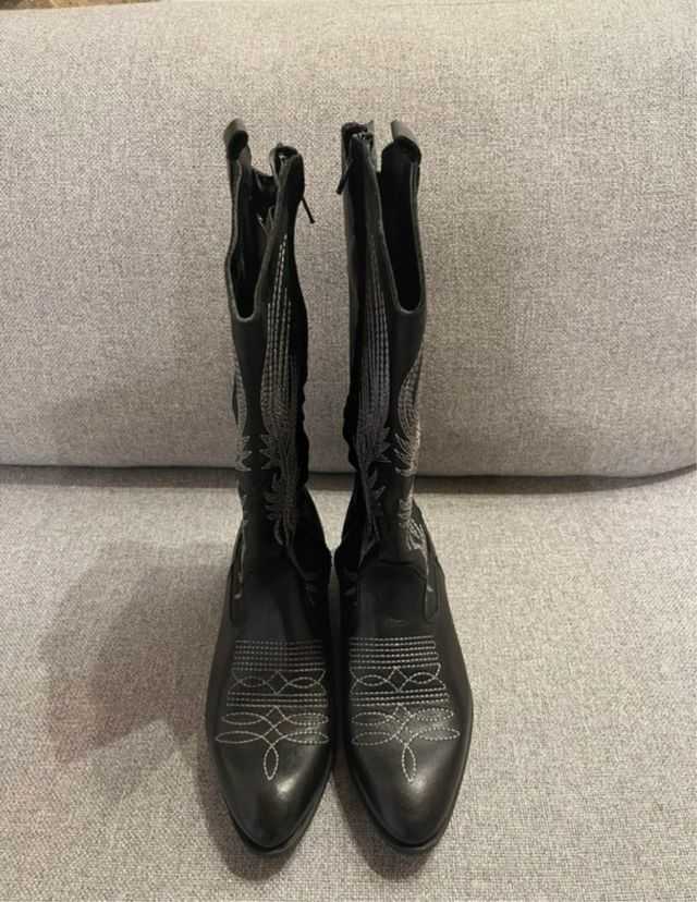 Stivali Texani Vera Pelle Neri 