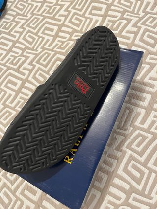 Chanclas Polo Ralph Lauren Negras con Logo Rojo