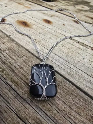 Collar Árbol de la Vida Negro y Plata