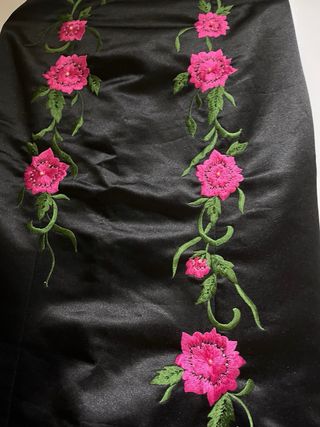 Falda Disfraz Halloween Negra Flores Rosas