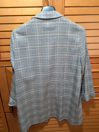 Americana Stradivarius cuadros gris Talla M
