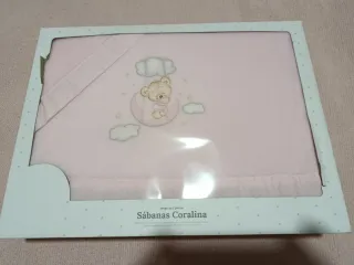 Juego Sábanas Coralina Minicuna/Carrito Rosa
