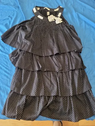 Vestido Zara Niña Negro Lunares T.164