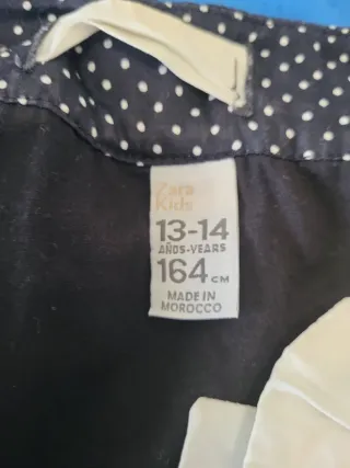 Vestido Zara Niña Negro Lunares T.164