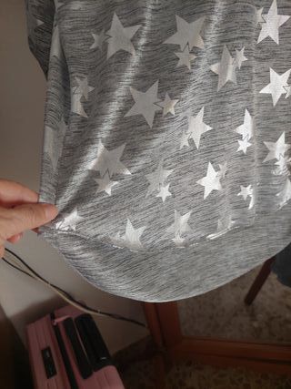 Blusa Made in Italy estrellas gris talla única