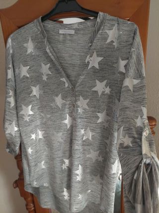 Blusa Made in Italy estrellas gris talla única