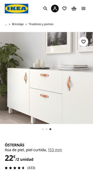 4 tiradores ÖSTERNÄS Ikea cuero y metal sin abrir