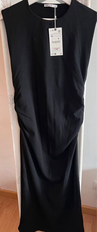 TALLA XL Vestido negro Zara fruncido