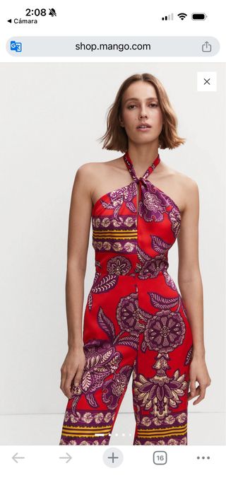 Enterizo Mango Rojo Estampado Talla XS