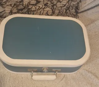 Maleta Vintage Azul y Blanco