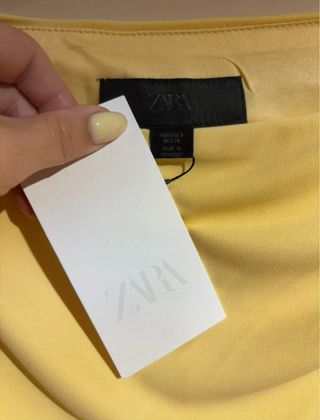 Vestido largo Zara amarillo drapeado