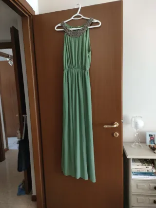 Abito lungo donna verde pisello. Taglia 42,44.